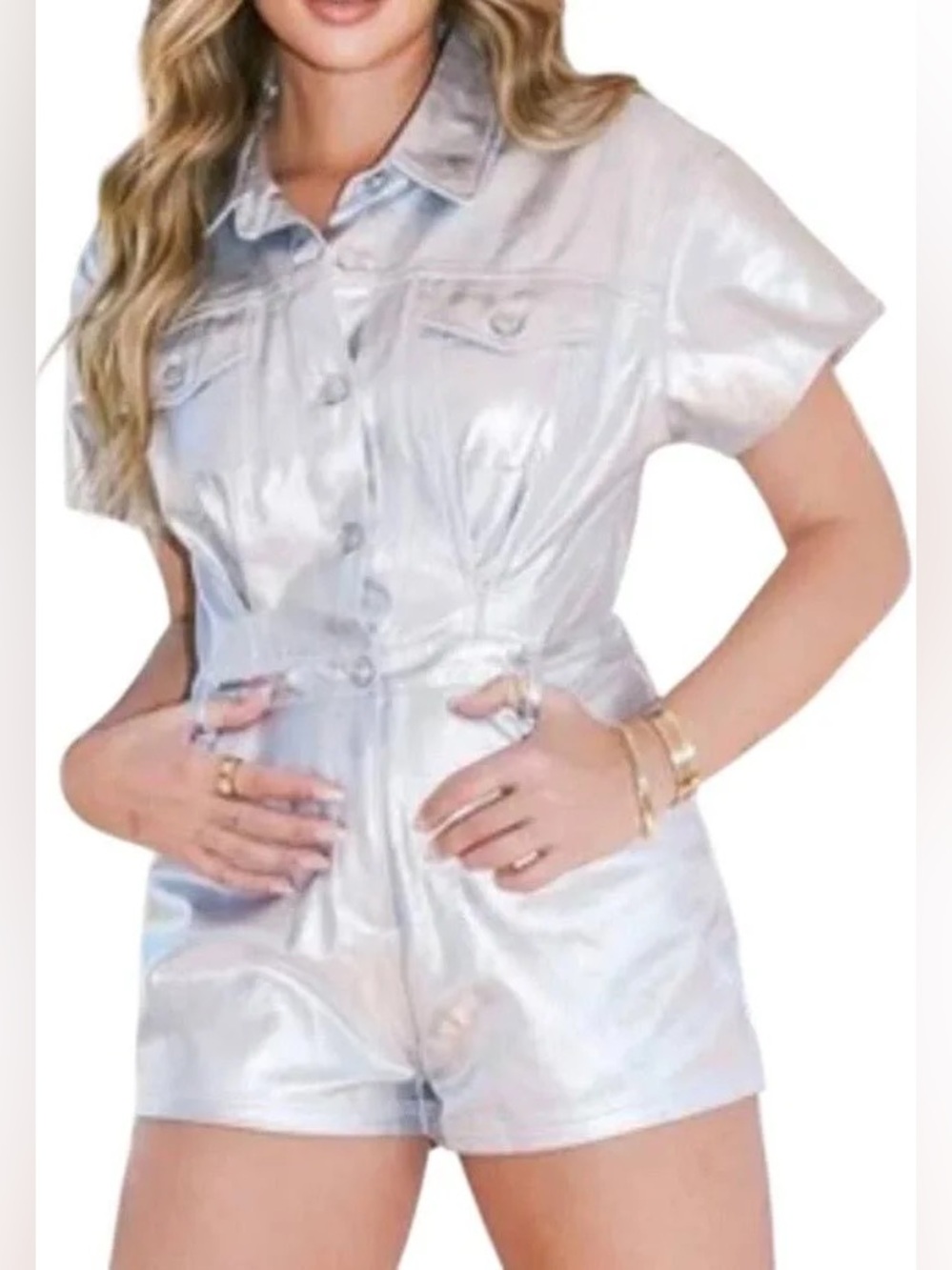 NWOT Peach Love California Metallic Romper